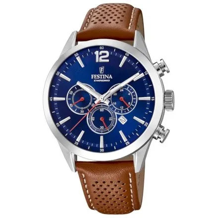 Zegarek Męski Festina na pasku  ze stoperem F20542/3 Timeless Chronograph 