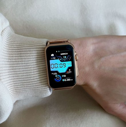 Smartwatch z funkcją rozmowy Rubicon RNCF06 Złoty na bransoletce SMARUB215