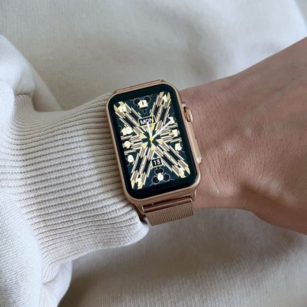 Smartwatch z funkcją rozmowy Rubicon RNCF06 Złoty na bransoletce SMARUB215