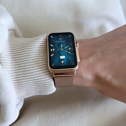 Smartwatch z funkcją rozmowy Rubicon RNCF06 Złoty na bransoletce SMARUB215