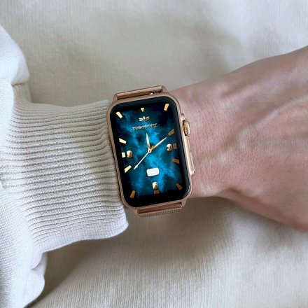 Smartwatch z funkcją rozmowy Rubicon RNCF06 Złoty na bransoletce SMARUB215