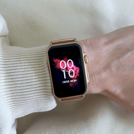 Smartwatch z funkcją rozmowy Rubicon RNCF06 Złoty na bransoletce SMARUB215
