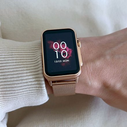 Smartwatch z funkcją rozmowy Rubicon RNCF06 Złoty na bransoletce SMARUB215