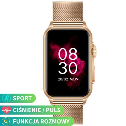 Smartwatch z funkcją rozmowy Rubicon RNCF06 Złoty na bransoletce SMARUB215