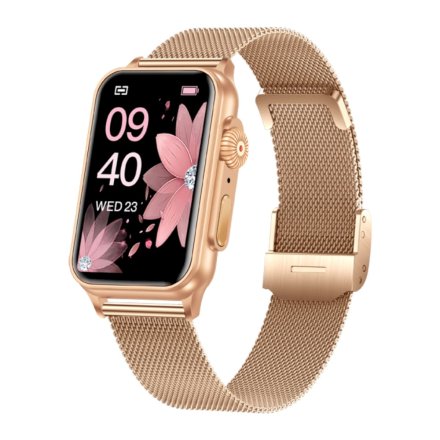 Smartwatch z funkcją rozmowy Rubicon RNCF06 Złoty na bransoletce SMARUB215