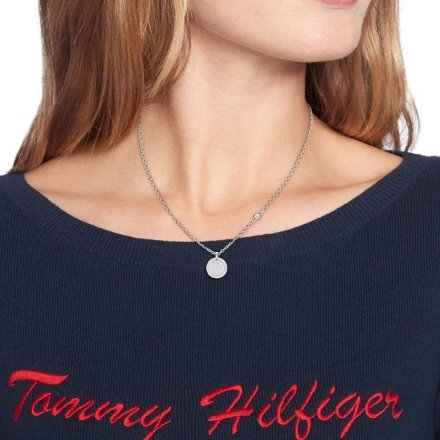 Srebrny naszyjnik damski Tommy Hilfiger z zawieszką monetą 2780698