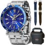 Zegarek męski Vostok Europe Energia Rocket Automatic GMT niebieski z bransoletką