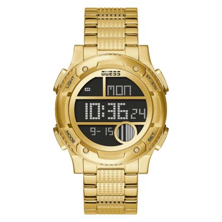 Złoty zegarek męski elektroniczny Guess Zip z bransoletą GW0271G2
