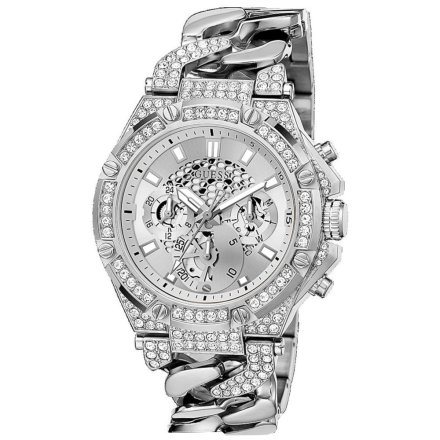 Srebrny zegarek Męski Guess Baron z bransoletą GW0517G1
