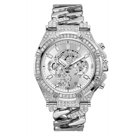 Srebrny zegarek Męski Guess Baron z bransoletą GW0517G1