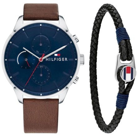 Zegarek Męski Tommy Hilfiger Chase Gift Set TH2770143 z plecioną bransoletką