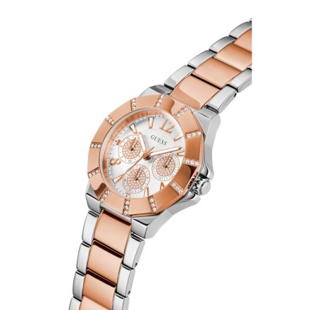 Różowozłoty zegarek damski Guess Sunray z kryształkami GW0616L3