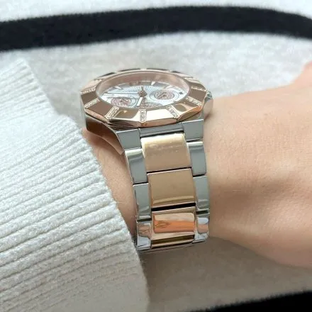 Guess Sunray zegarek damski na bransolecie rose gold z kryształkami GW0616L3