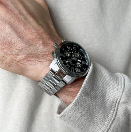 Srebrny zegarek męski Guess Parker z bransoletką GW0627G1