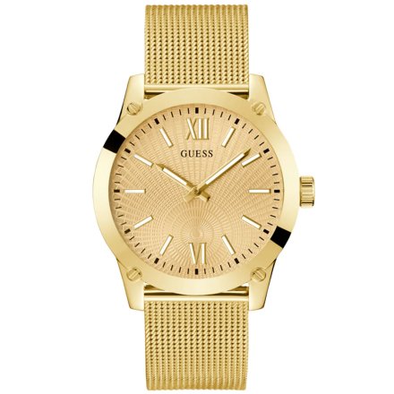 Złoty zegarek męski Guess Crescent z zieloną tarczą GW0574G2