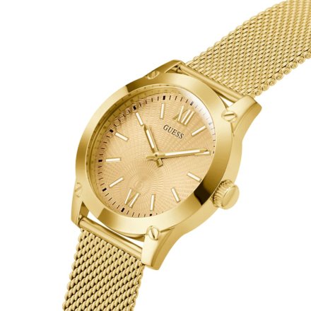 Złoty zegarek męski Guess Crescent z zieloną tarczą GW0574G2