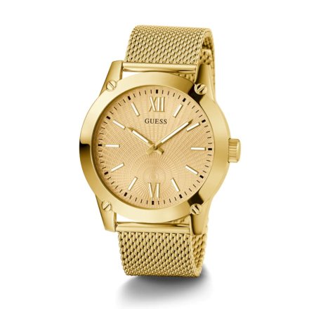 Złoty zegarek męski Guess Crescent z zieloną tarczą GW0574G2