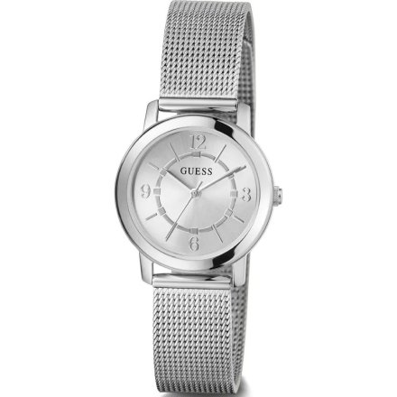 Srebrny zegarek damski Guess Melody z bransoletką GW0666L1
