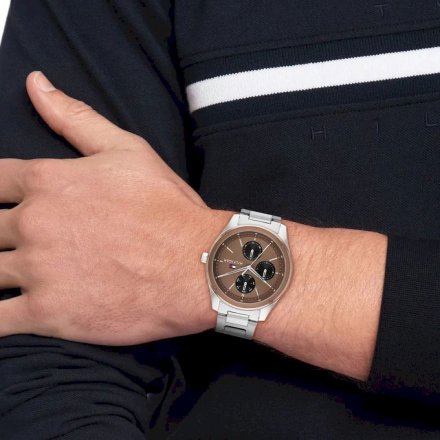 Zegarek męski Tommy Hilfiger Tyler srebrny brązową tarczą 1710533