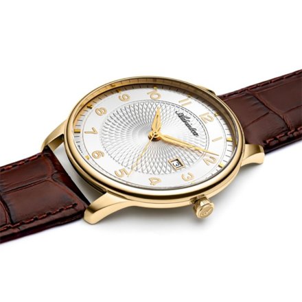 Klasyczny szwajcarski zegarek męski Adriatica złoty z brązowym paskiem A8269.1223Q