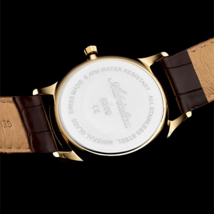 Klasyczny szwajcarski zegarek męski Adriatica złoty z brązowym paskiem A8269.1223Q