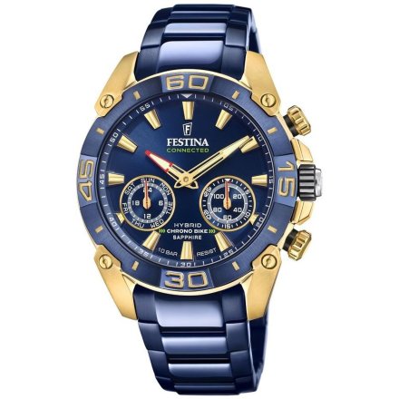 Zegarek Męski Festina Chrono Bike Connected złoto-granatowy 20547-1