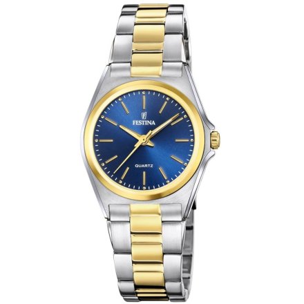 Złoto-srebrny zegarek Damski Festina z granatowa tarcza na bransolecie 20556/4 Classic