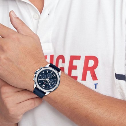 Zegarek Męski Tommy Hilfiger Lars srebrno-granatowy na pasku 1792063