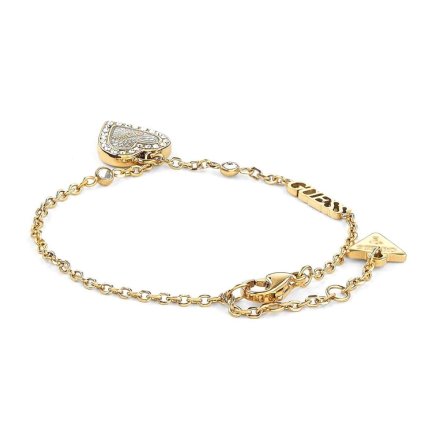 Złota bransoletka z dwukolorowym sercem GUESS LOVE ME TENDER JJUBB03242JWYGRH (S)
