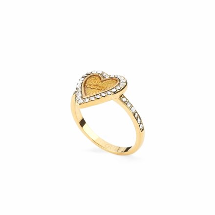 Złoty pierścionek serce Guess LOVE ME TENDER r. 16