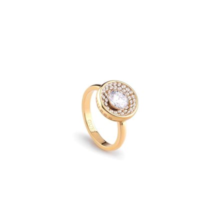 Złoty pierścionek z kryształkami UNIQUE SOLITAIRE r. 16