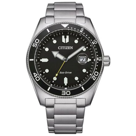 Srebrny zegarek męski Citizen AW1760-81E na bransolecie Eco Drive