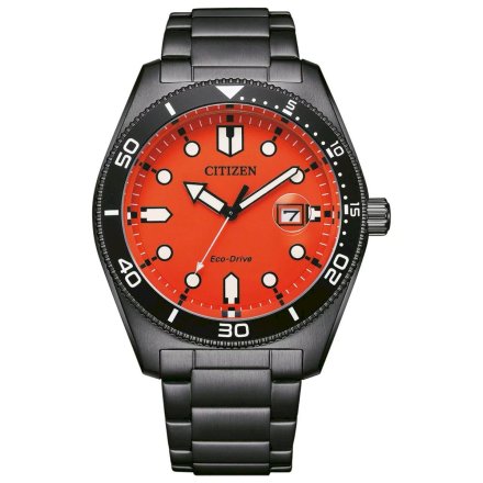 Czarny zegarek męski Citizen AW1765-88X na bransolecie Eco Drive