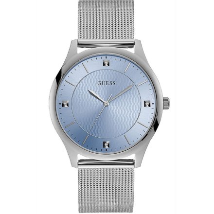 Srebrny zegarek męski Guess Riley z błękitną tarczą GW0069G1