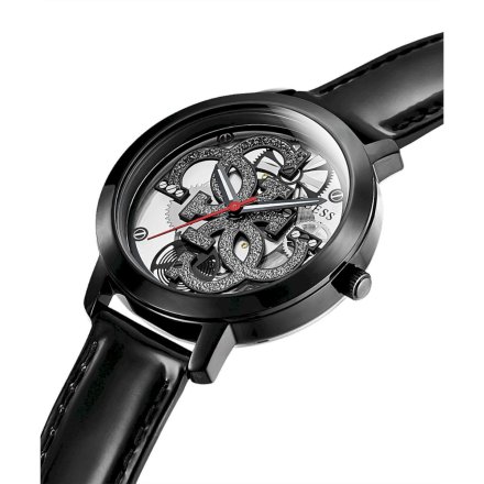Czarny zegarek Guess Quattro Clear z przeźroczystą tarczą GW0301L1