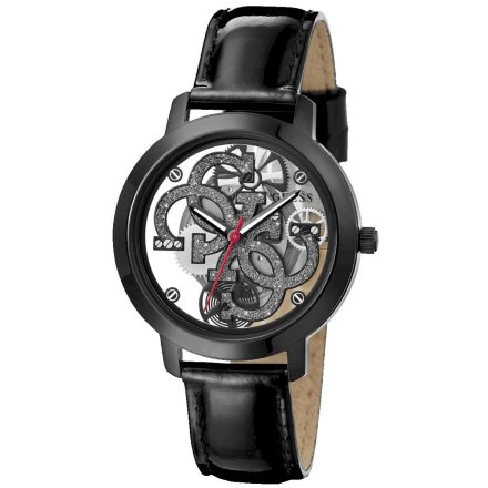 Czarny zegarek Guess Quattro Clear z przeźroczystą tarczą GW0301L1