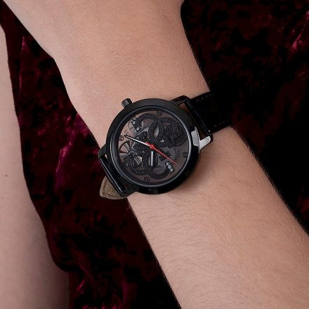 Czarny zegarek Guess Quattro Clear z przeźroczystą tarczą GW0301L1