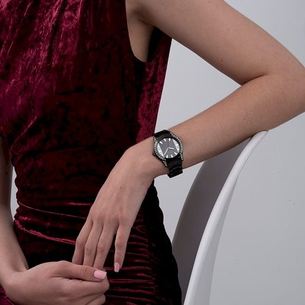 Czarny zegarek damski Guess Midnight z bransoletką GW0305L1