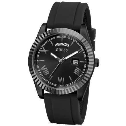 Czarny zegarek Guess Connoisseur z paskiem i datownikiem GW0335G1