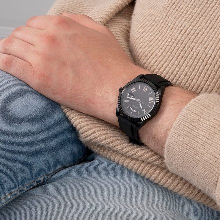 Czarny zegarek Guess Connoisseur z paskiem i datownikiem GW0335G1