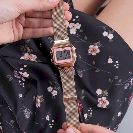 Różowozłoty zegarek damski Guess Zoom z wyświetlaczem GW0343L3