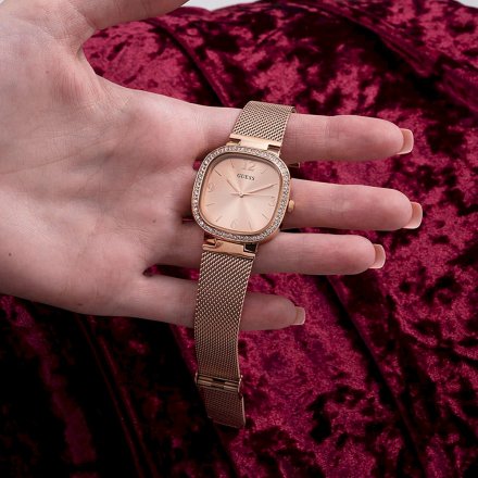 Różowozłoty zegarek damski Guess z bransoletą Tapestry GW0354L3