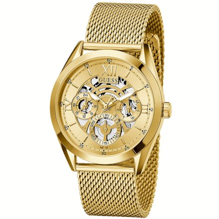 Złoty zegarek męski Guess Tailor z bransoletką mesh GW0368G2