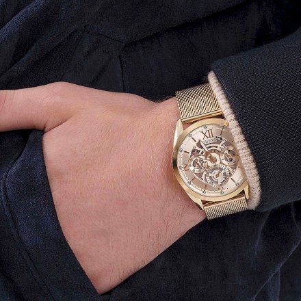 Złoty zegarek męski Guess Tailor z bransoletką mesh GW0368G2