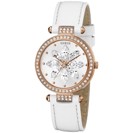 Różowozłoty zegarek Guess Full Bloom z kamieniami na tarczy GW0382L3