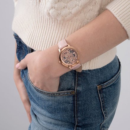 Różowozłoty zegarek Guess Quattro Clear z przeźroczystą tarczą GW0383L2