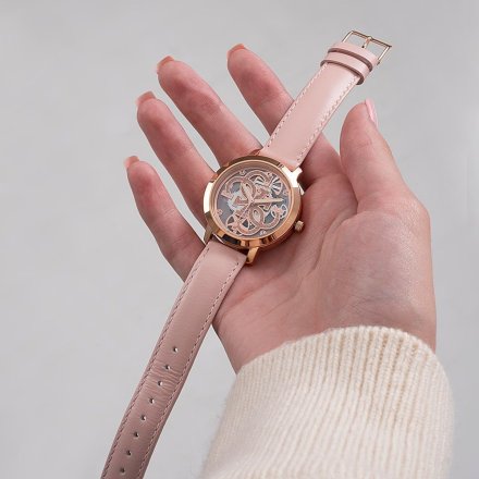 Różowozłoty zegarek Guess Quattro Clear z przeźroczystą tarczą GW0383L2