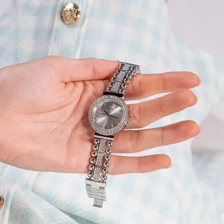 Srebrny zegarek damski Guess Gala z bransoletką GW0401L1