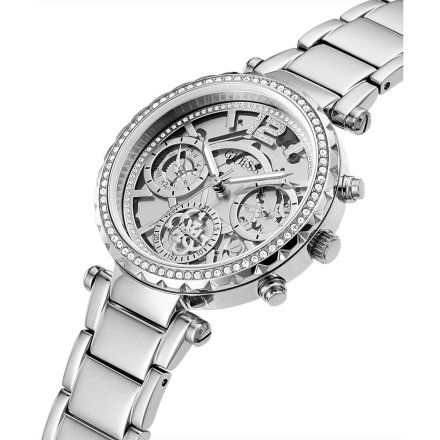 Srebrny zegarek damski Guess Solstice z kryształkami GW0403L1
