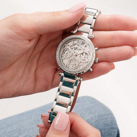 Srebrny zegarek damski Guess Solstice z kryształkami GW0403L1